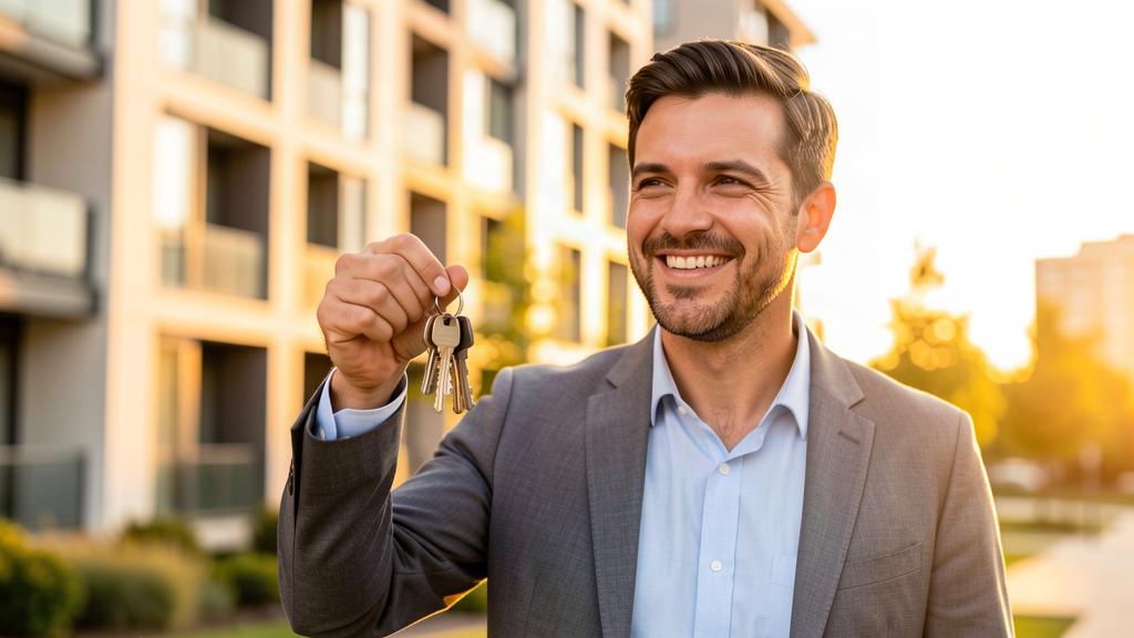 A new homeowner holding up their keys